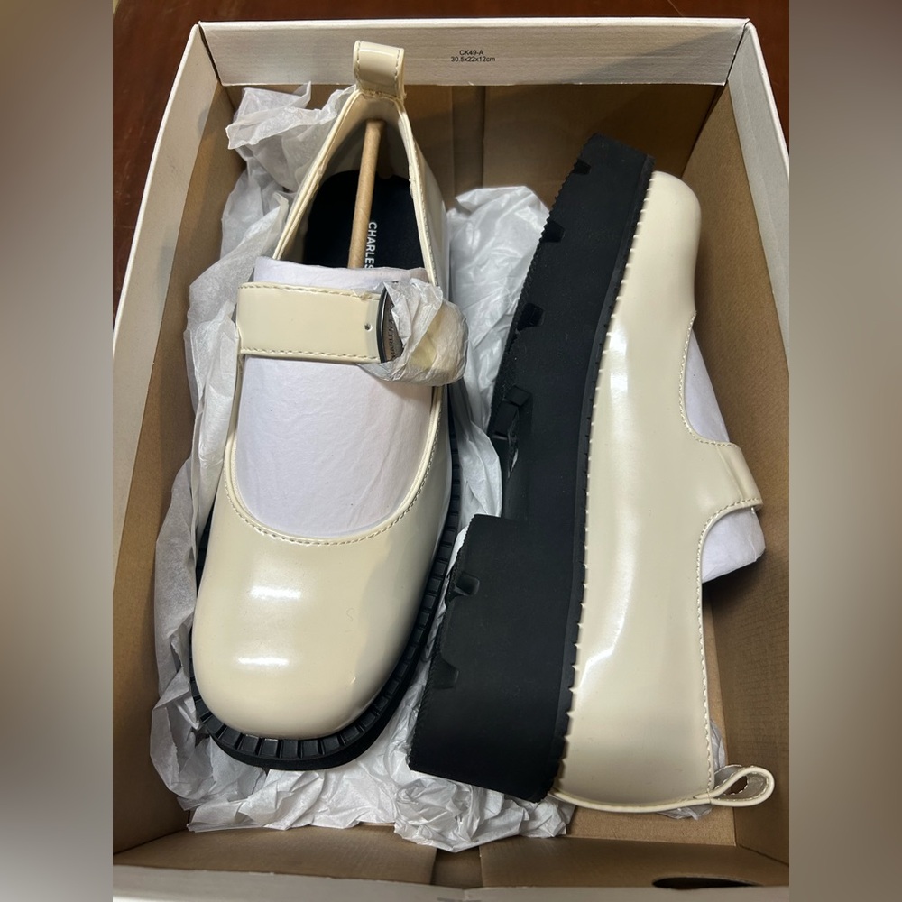 Charles & Keith Women’s White Mary Janes